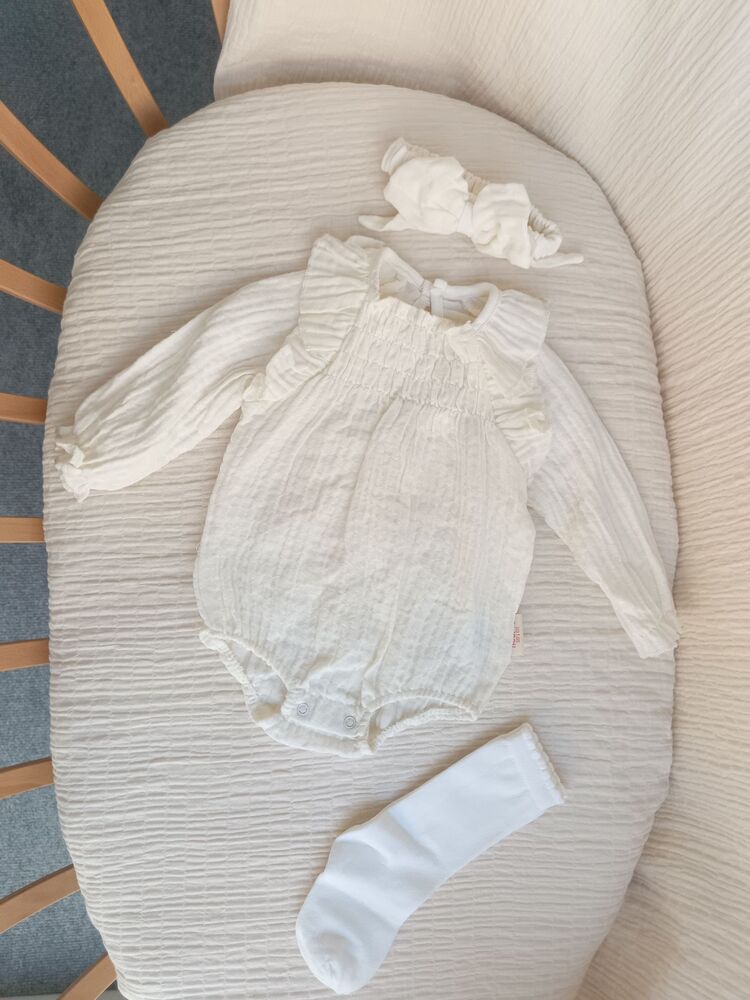 Lily Müslin 3lü Tulum Takım Krem