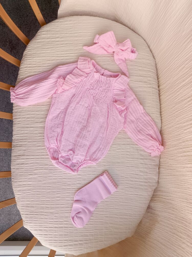 Lily Müslin 3lü Tulum Takım Pembe