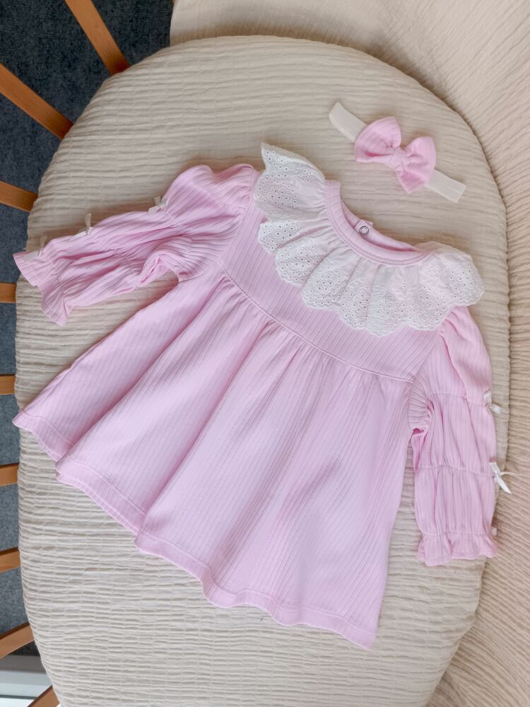 Maria Fiyonk Ve Fisto Yaka Detaylı Pembe Elbise