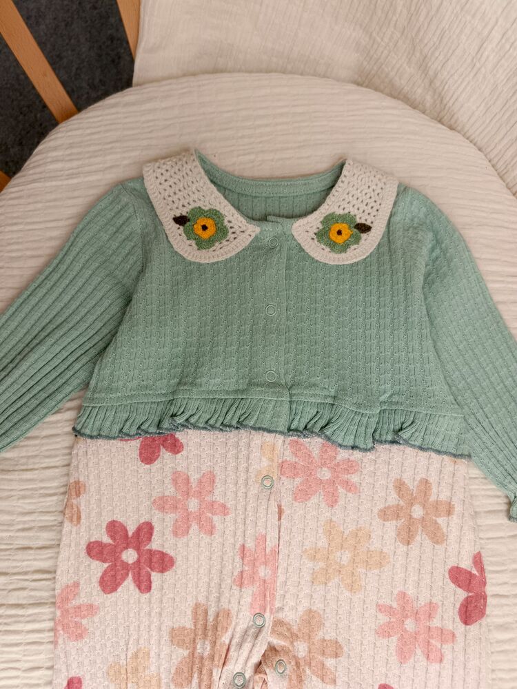 Clara Çiçekli Tulum Mint Yeşili