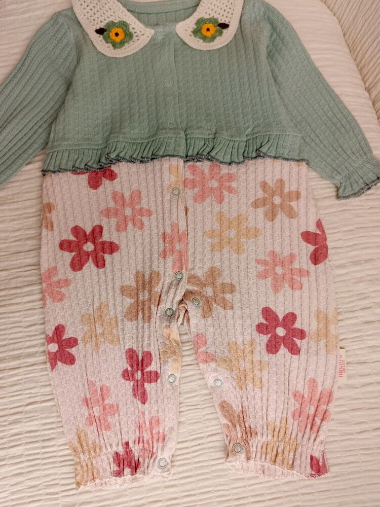 Clara Çiçekli Tulum Mint Yeşili
