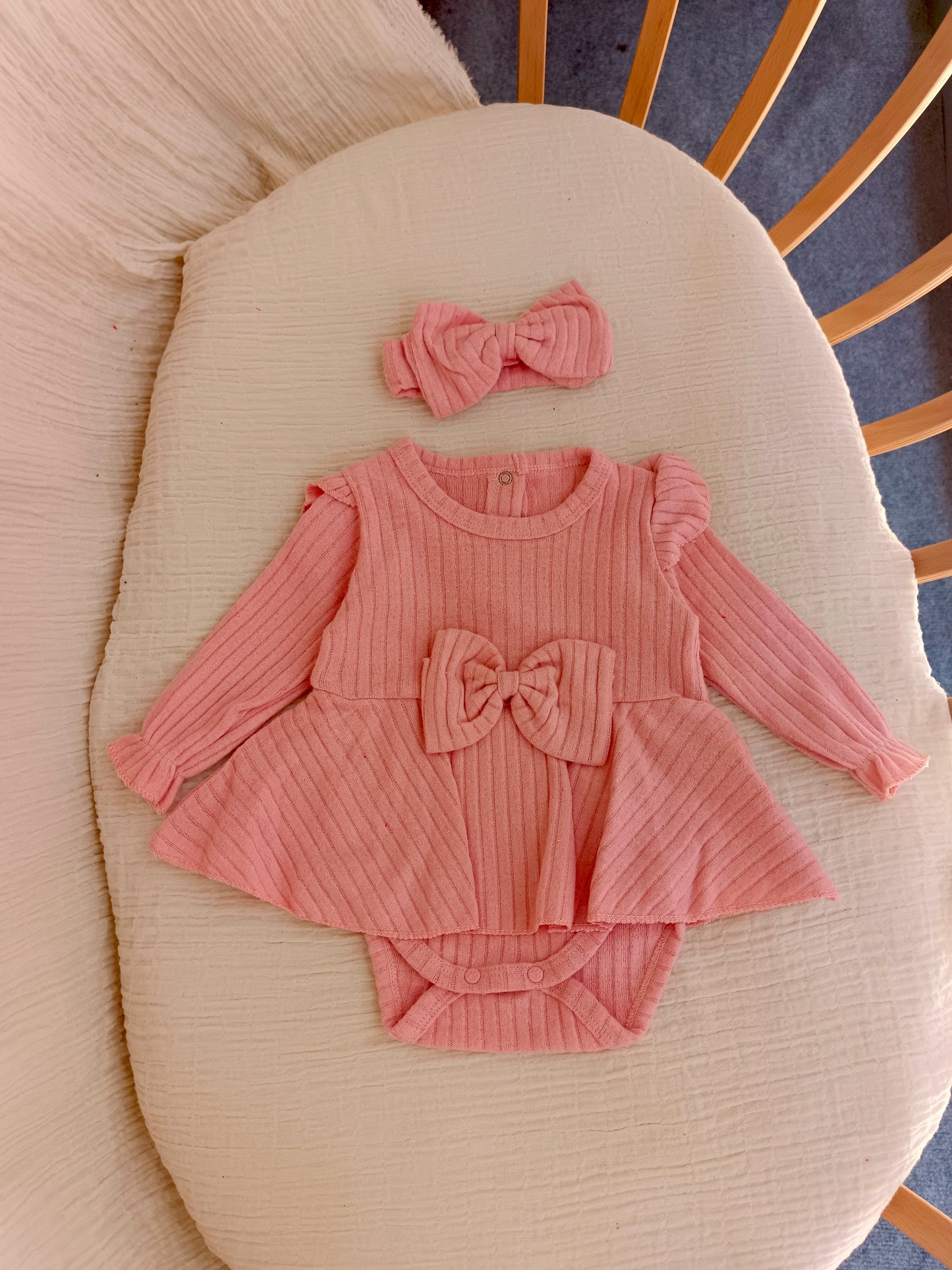 Pembe Şardonlu Romper Takım