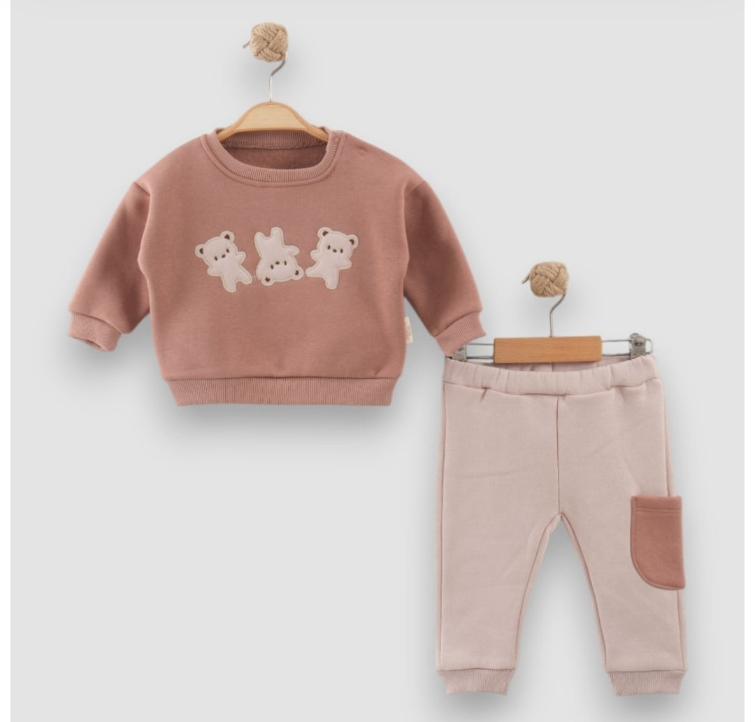 Mini Bear Ayıcık İkili Peluş Takım Pudra