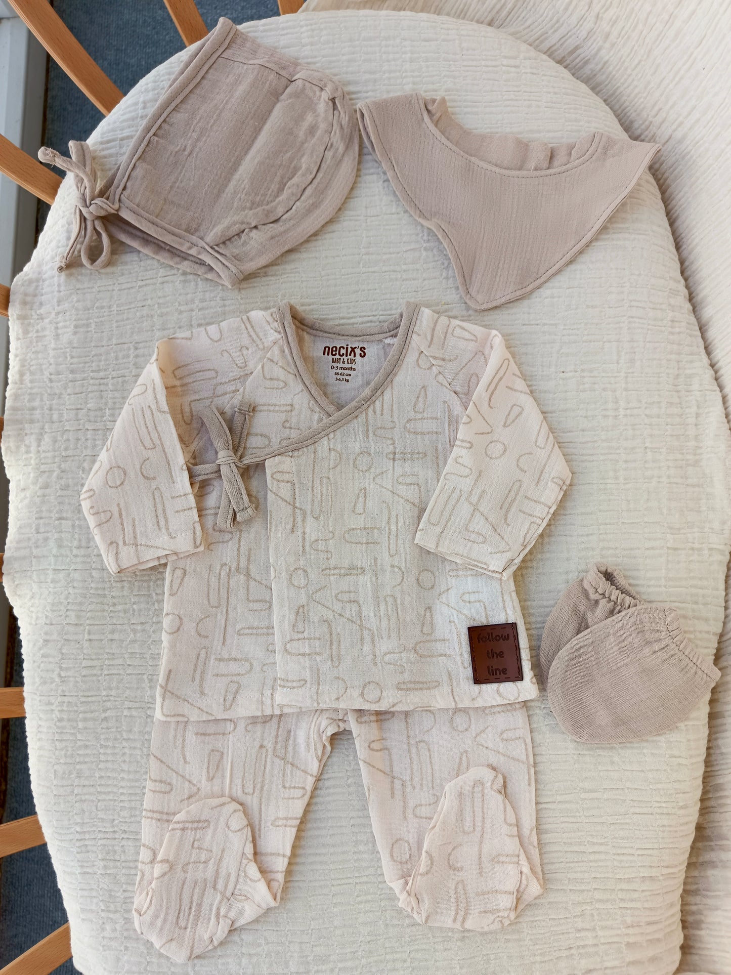 Linear Müslin Hastane Çıkışı Set Bej