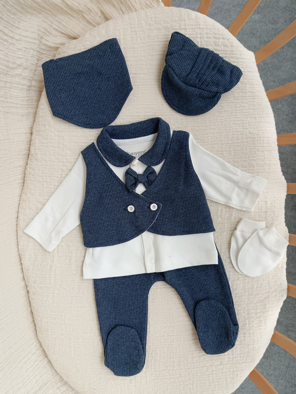 Waffle Erkek Bebek Hastane Yenidoğan Seti Lacivert