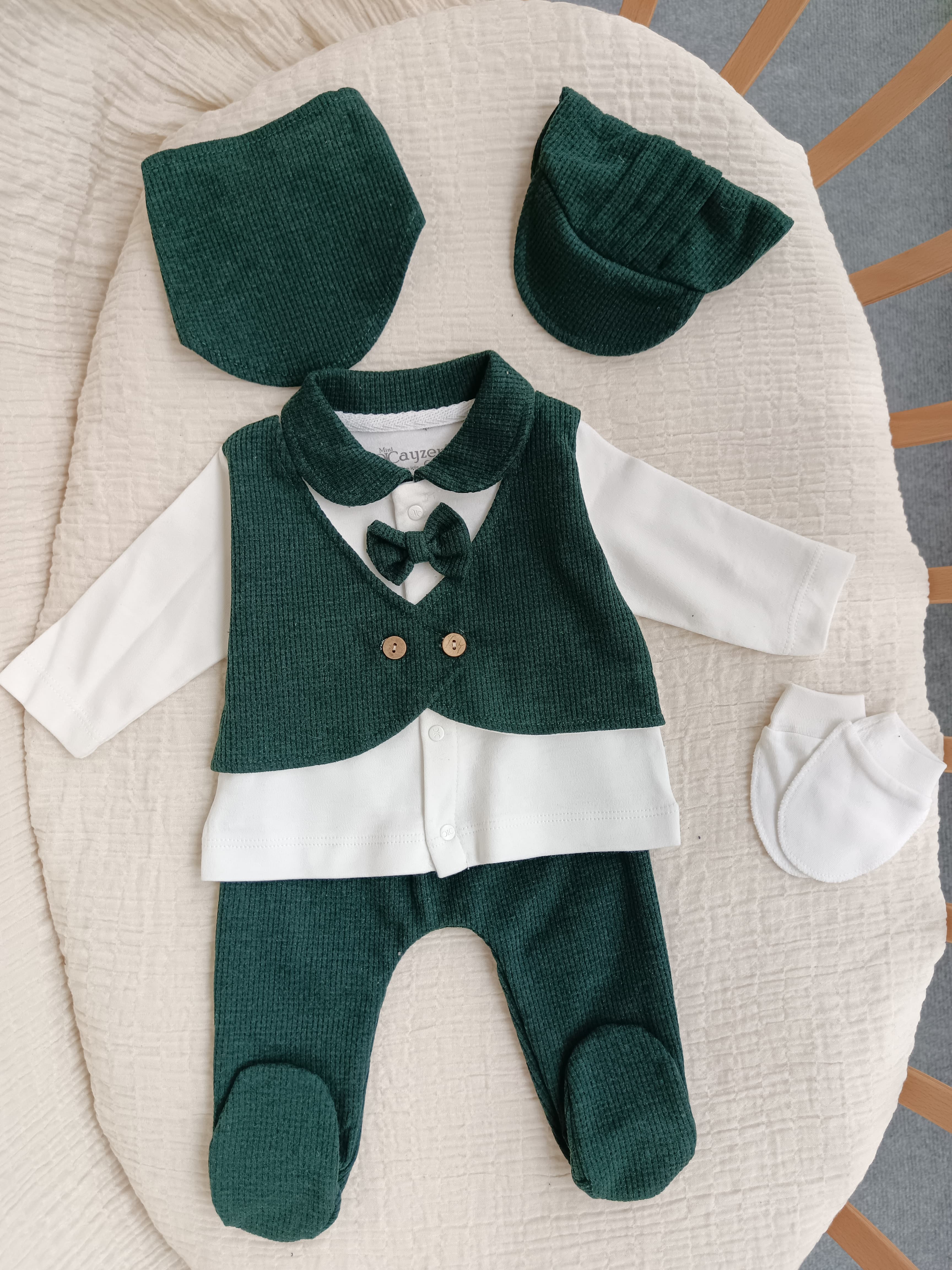 Waffle Erkek Bebek Hastane Yenidoğan Seti Yeşil