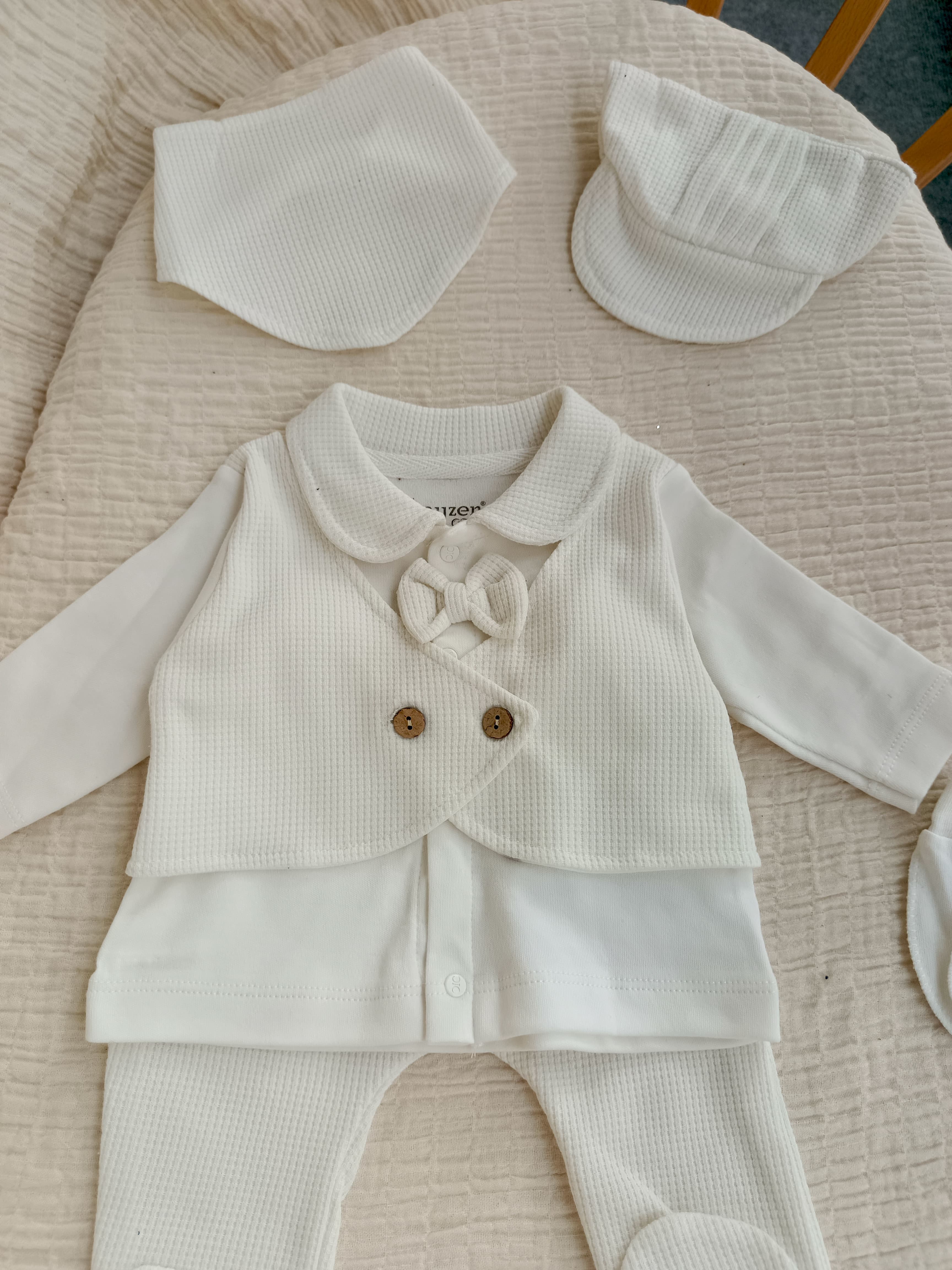 Waffle Erkek Bebek Hastane Yenidoğan Seti Beyaz