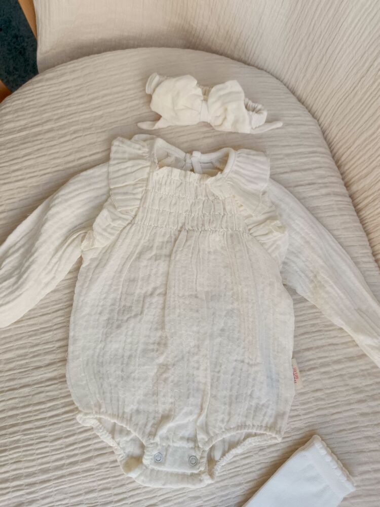 Lily Müslin 3lü Tulum Takım Krem