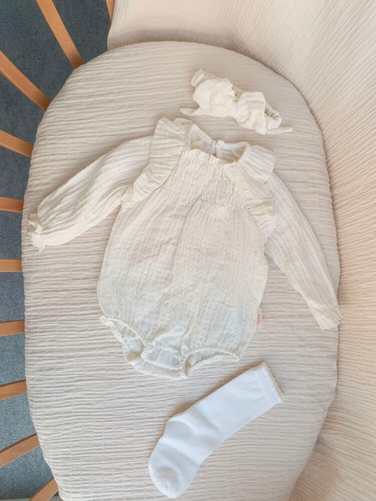 Lily Müslin 3lü Tulum Takım Krem