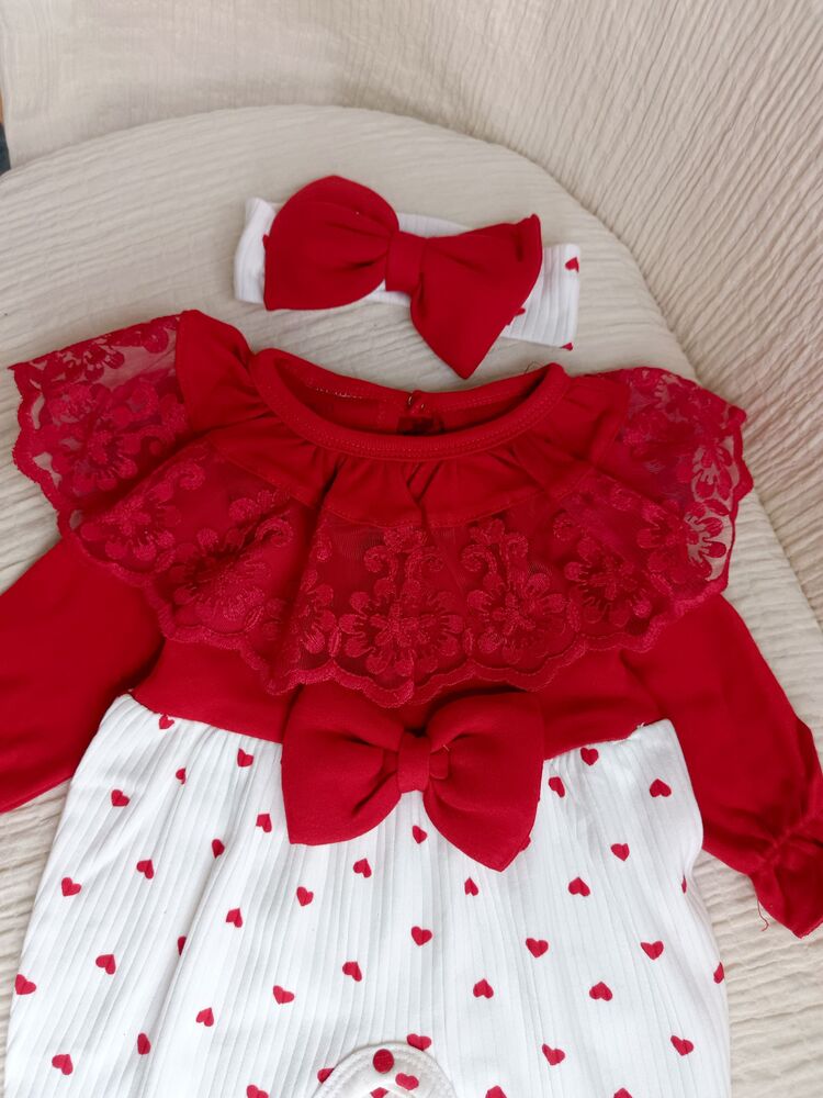 Jolie Kalpli Bandanalı Tulum Kırmızı