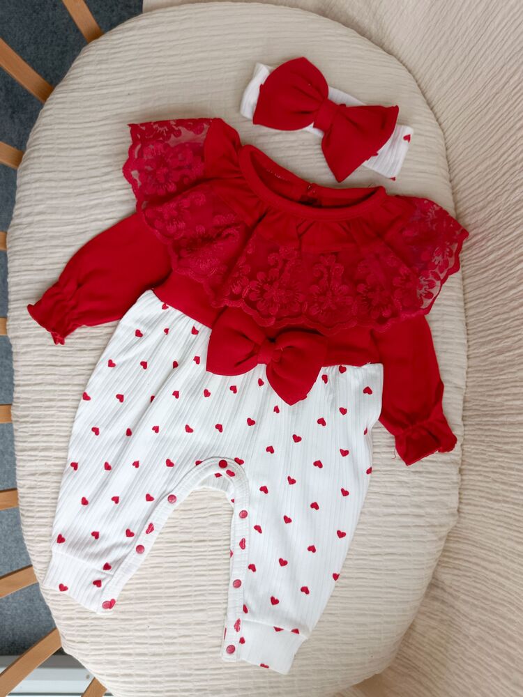 Jolie Kalpli Bandanalı Tulum Kırmızı