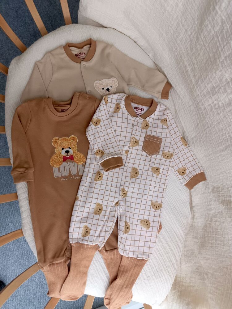 Sevimli Ayıcık 3lü Patikli Tulum