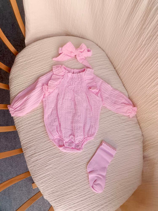 Lily Müslin 3lü Tulum Takım Pembe