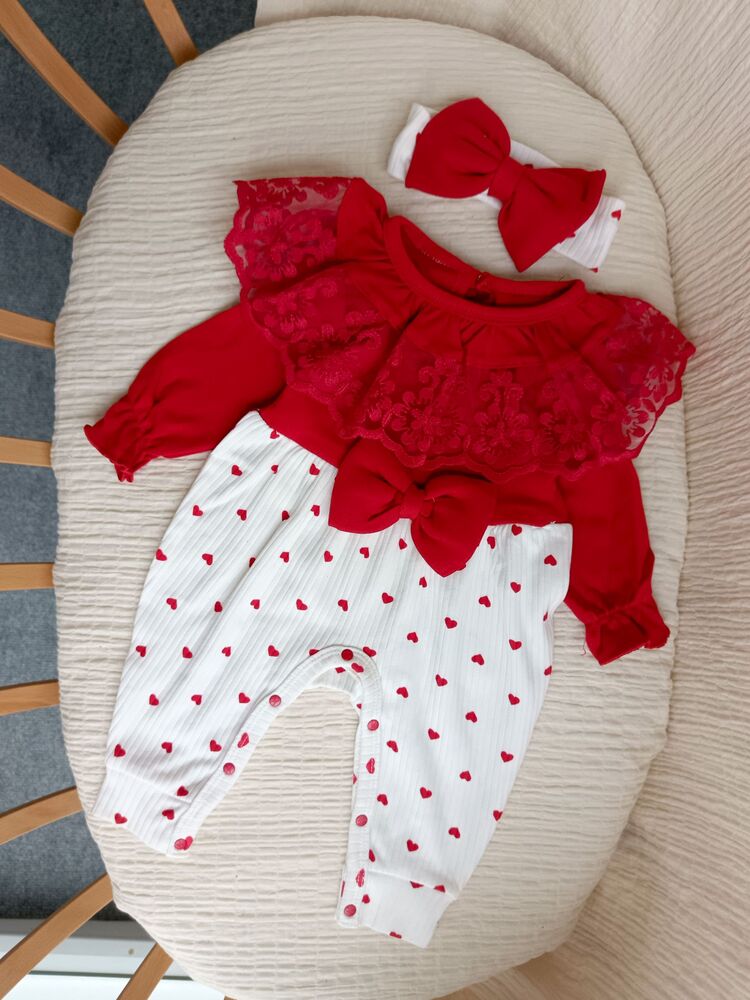 Jolie Kalpli Bandanalı Tulum Kırmızı