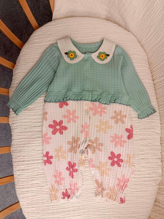 Clara Çiçekli Tulum Mint Yeşili