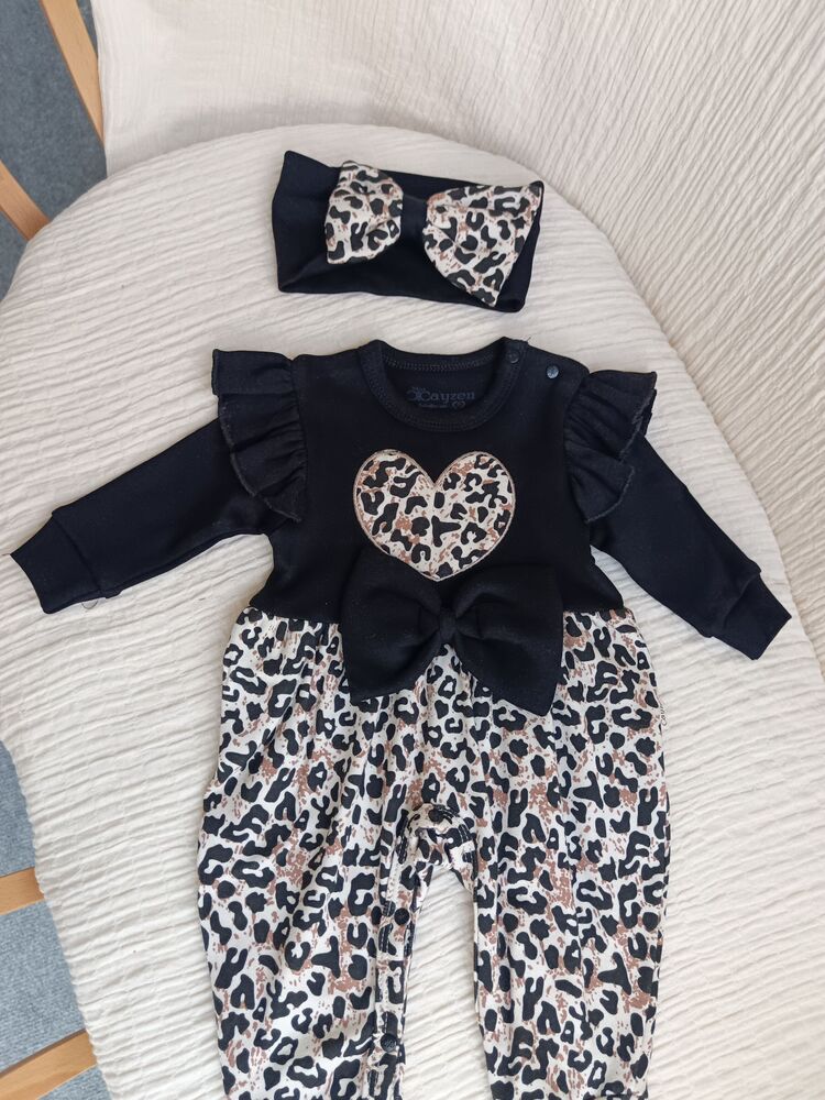 Lenora Leoparlı Siyah Tulum