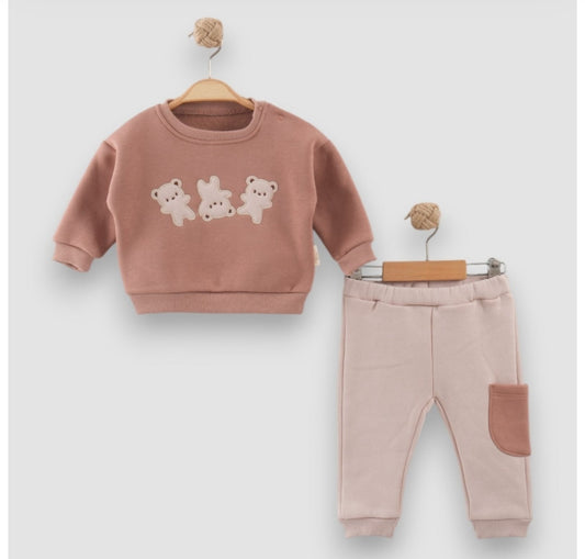 Mini Bear Ayıcık İkili Peluş Takım Pudra