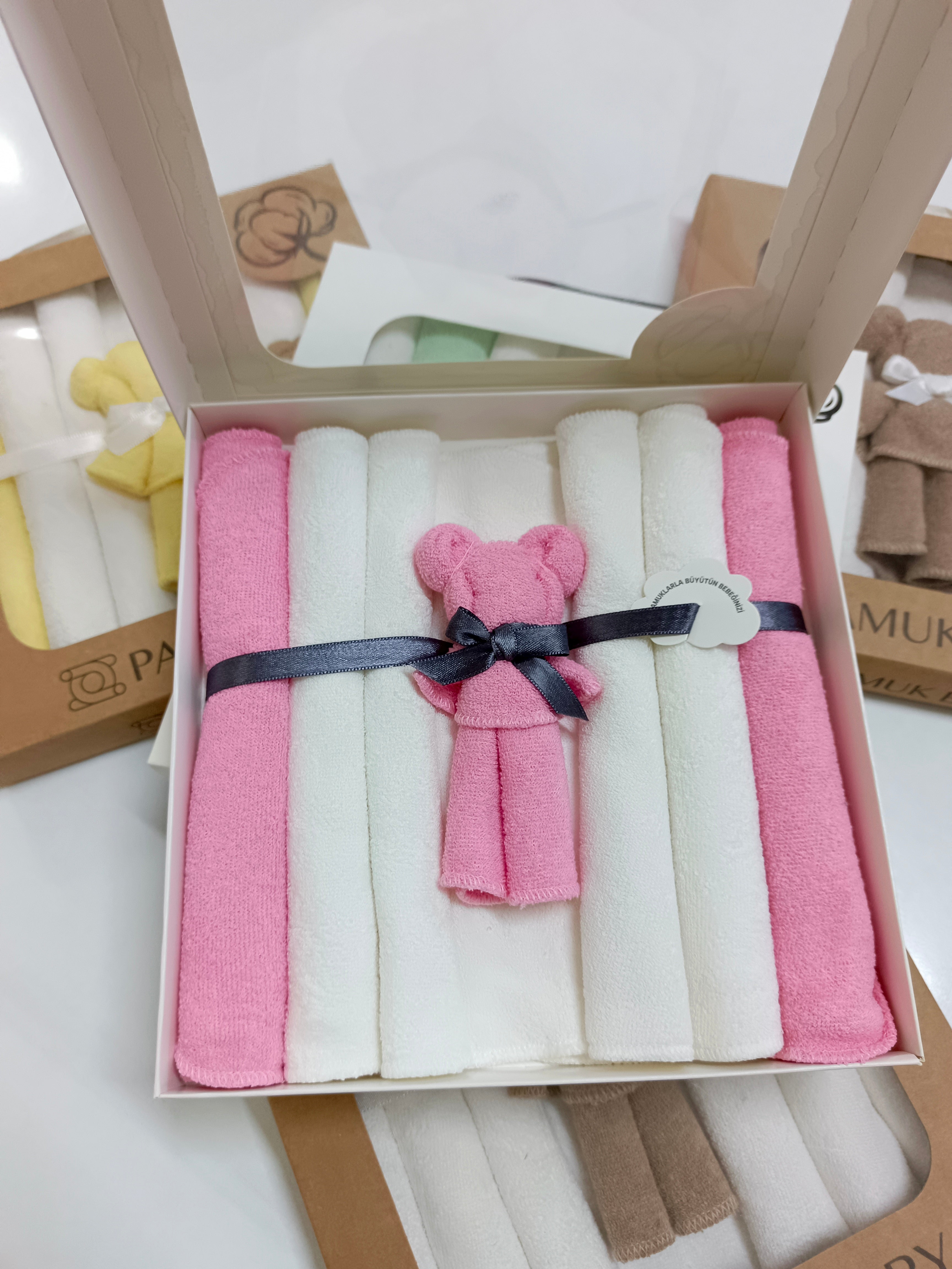 7’Li Özel organik pamuk havlu bebek ağız mendili