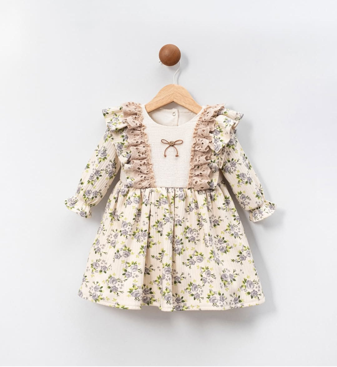Çiçekli Kız Bebek Elbise Lila