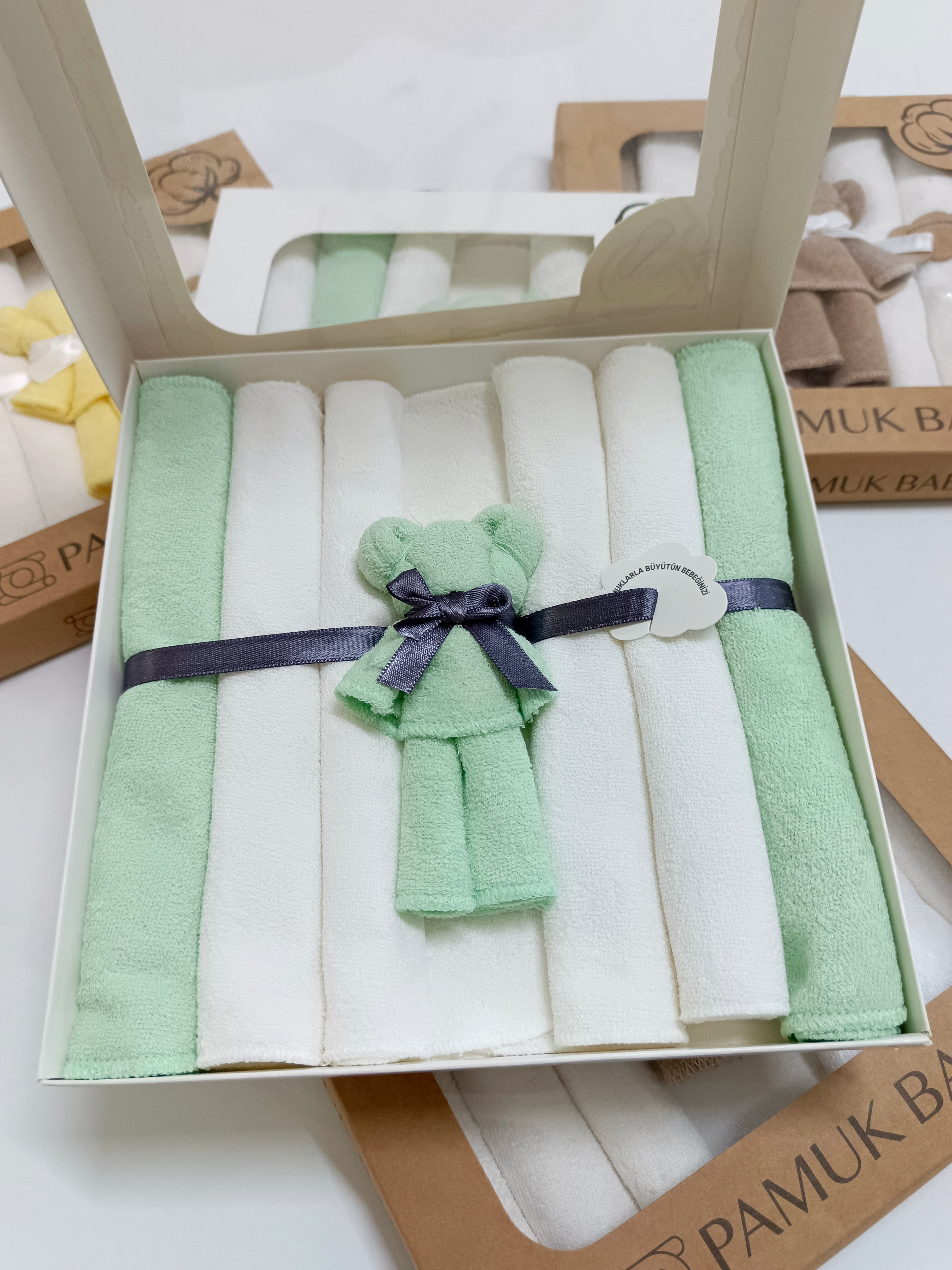 7’Li Özel organik pamuk havlu bebek ağız mendili