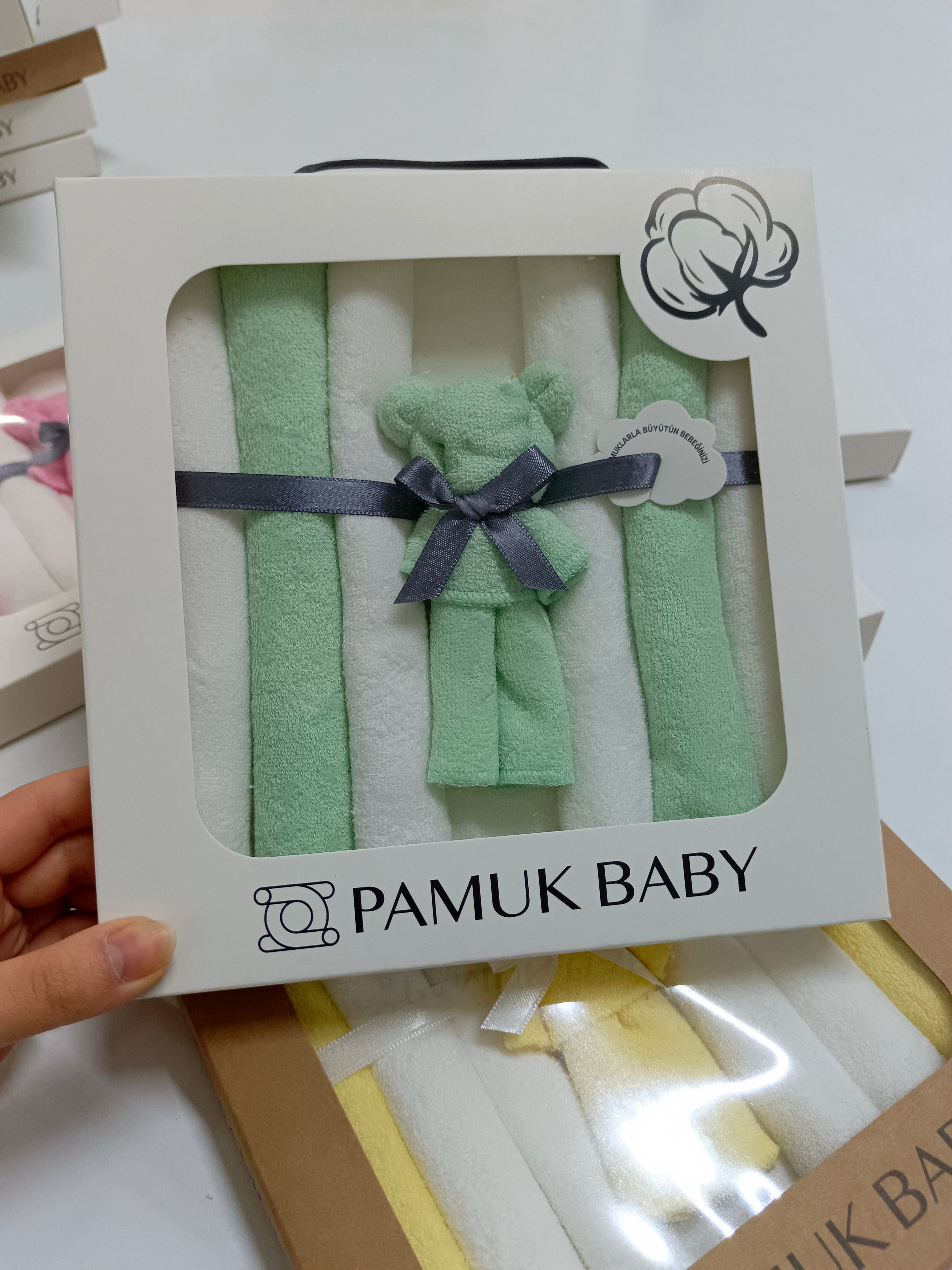 7’Li Özel organik pamuk havlu bebek ağız mendili