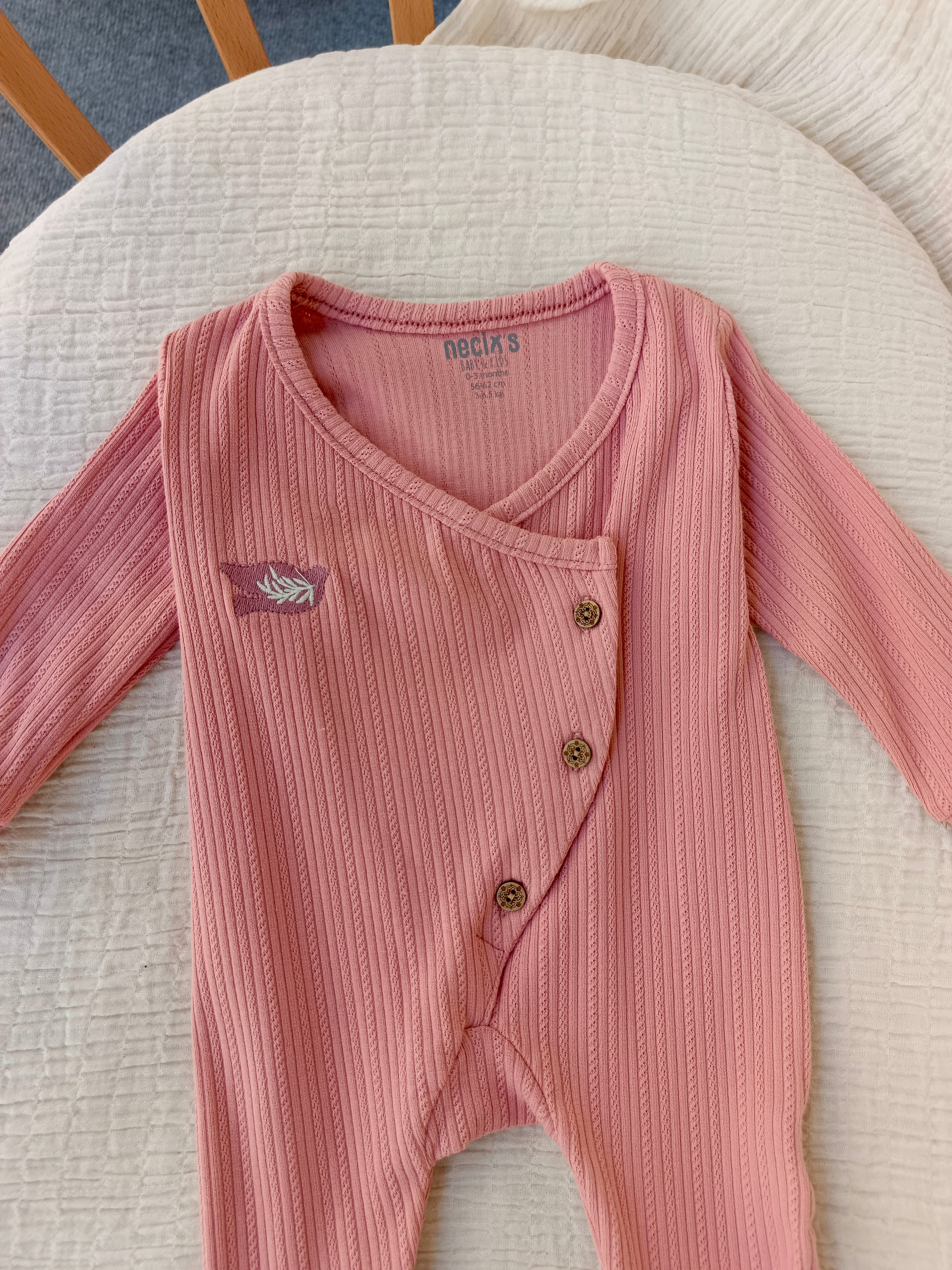 Maya Düğmeli Patikli Tulum Puslu Gül