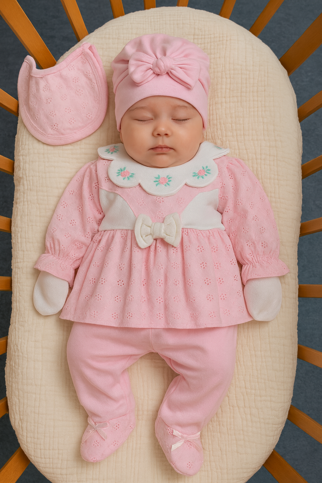 Bloom Çiçekli 5'li Hastane Çıkışı Seti Pembe