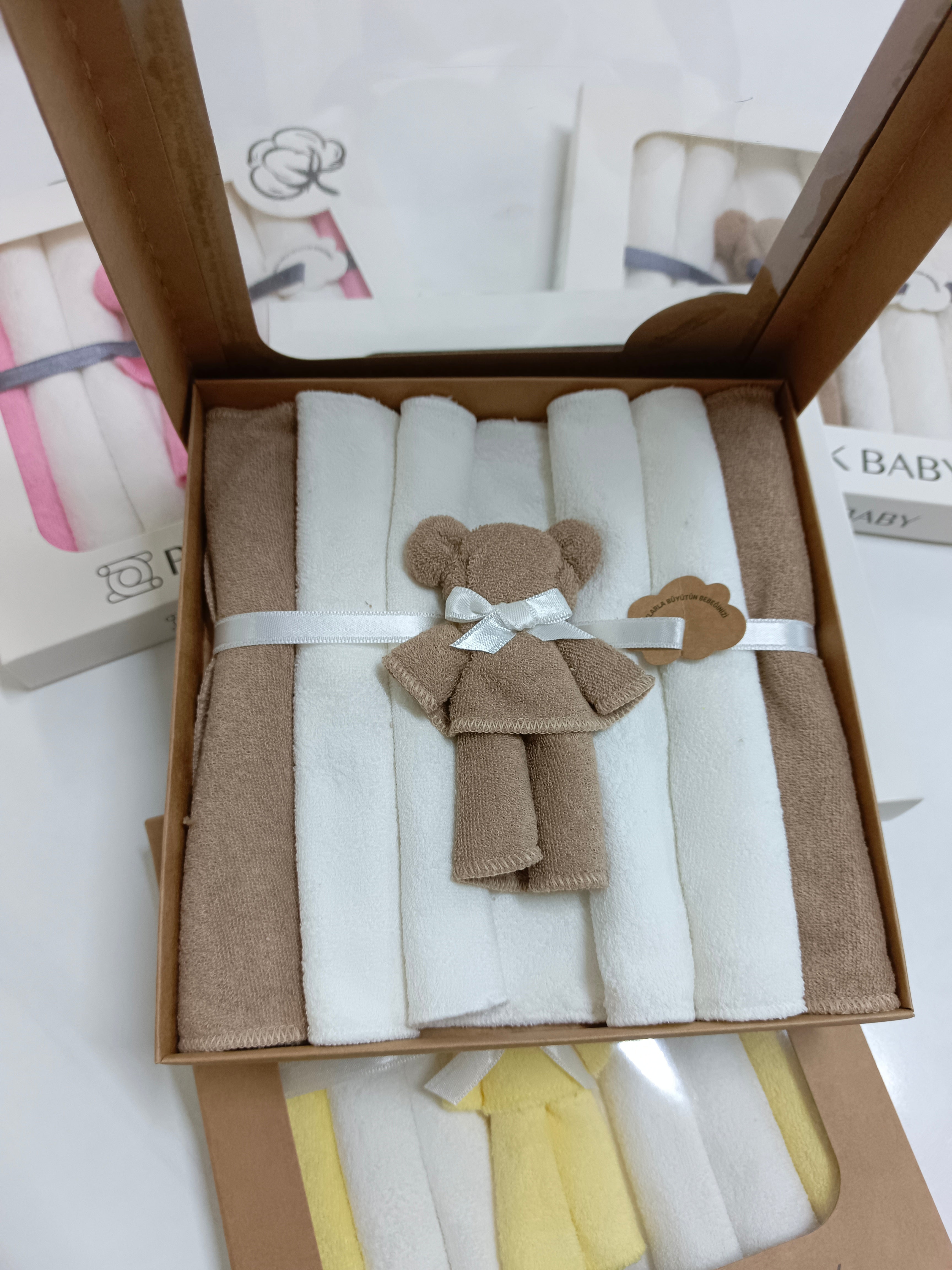 7’Li Özel organik pamuk havlu bebek ağız mendili