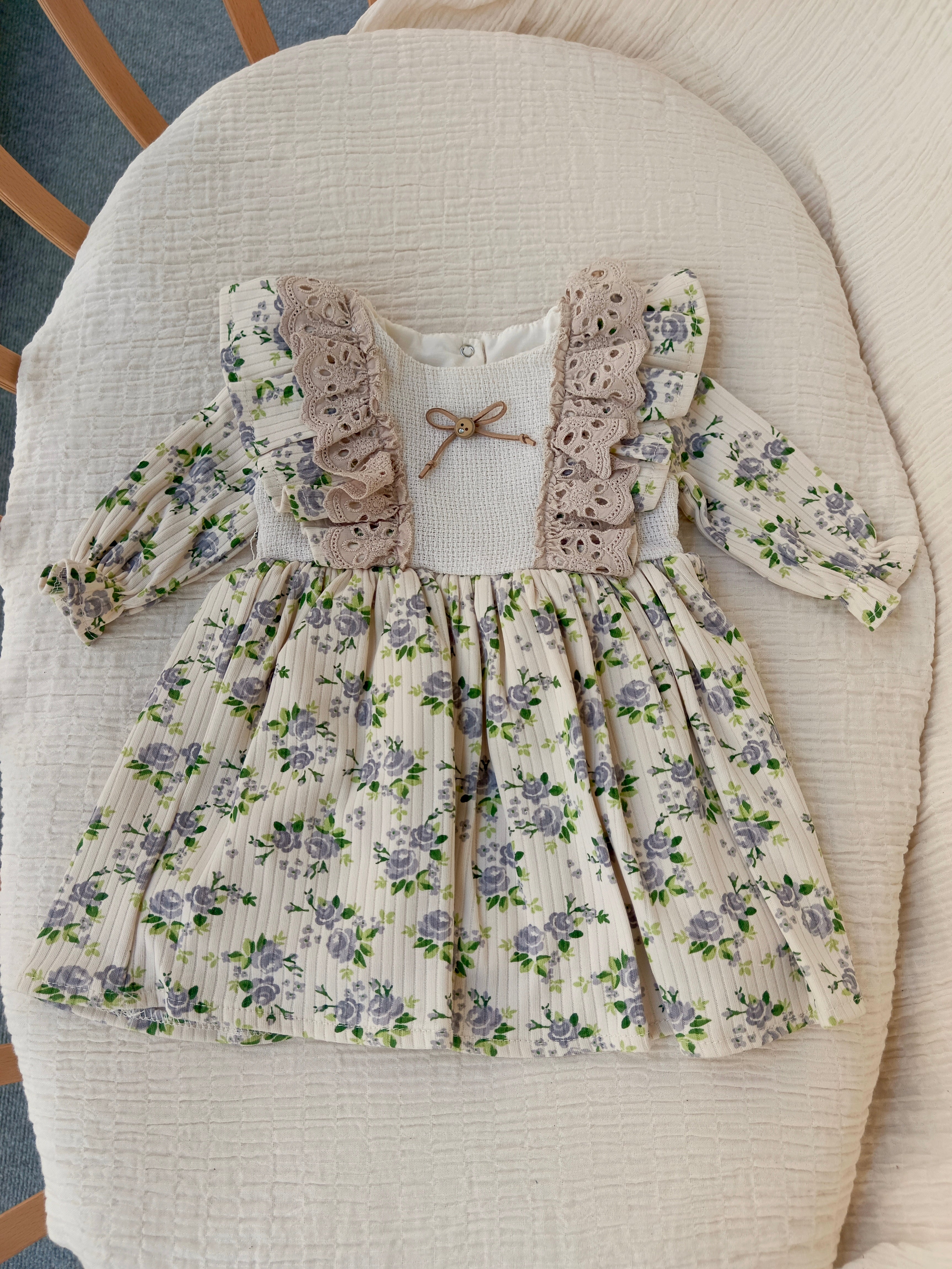 Çiçekli Kız Bebek Elbise Lila