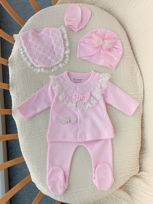 Melek Kanatlı 5'li Hastane Çıkışı Set Pembe