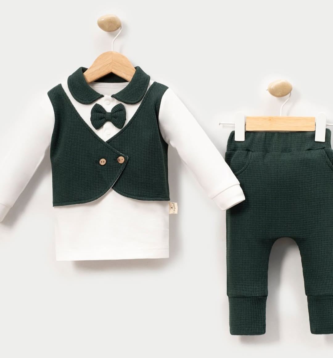 Waffle Erkek Yelekli 2'li Takım Yeşil