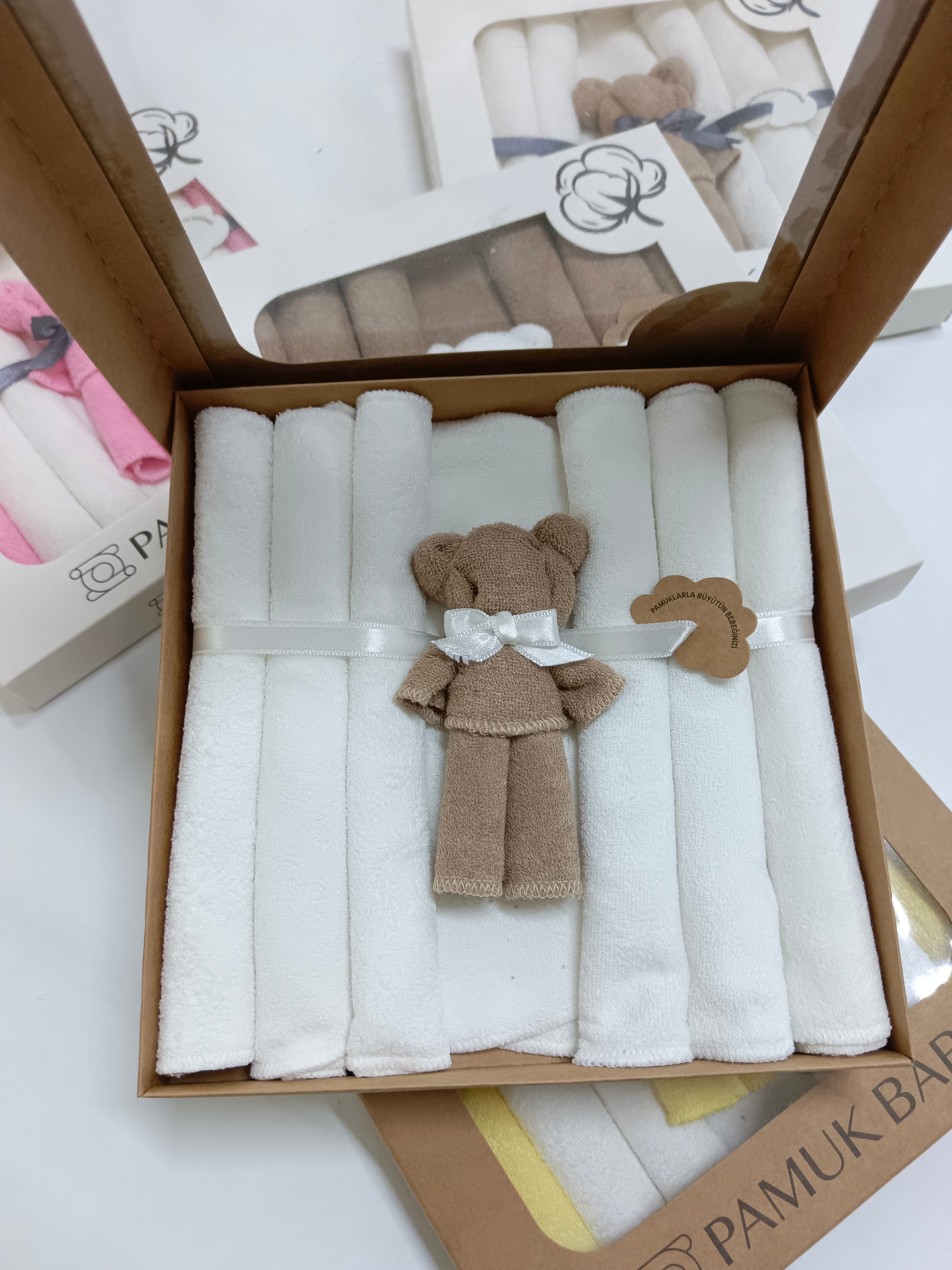 7’Li Özel organik pamuk havlu bebek ağız mendili