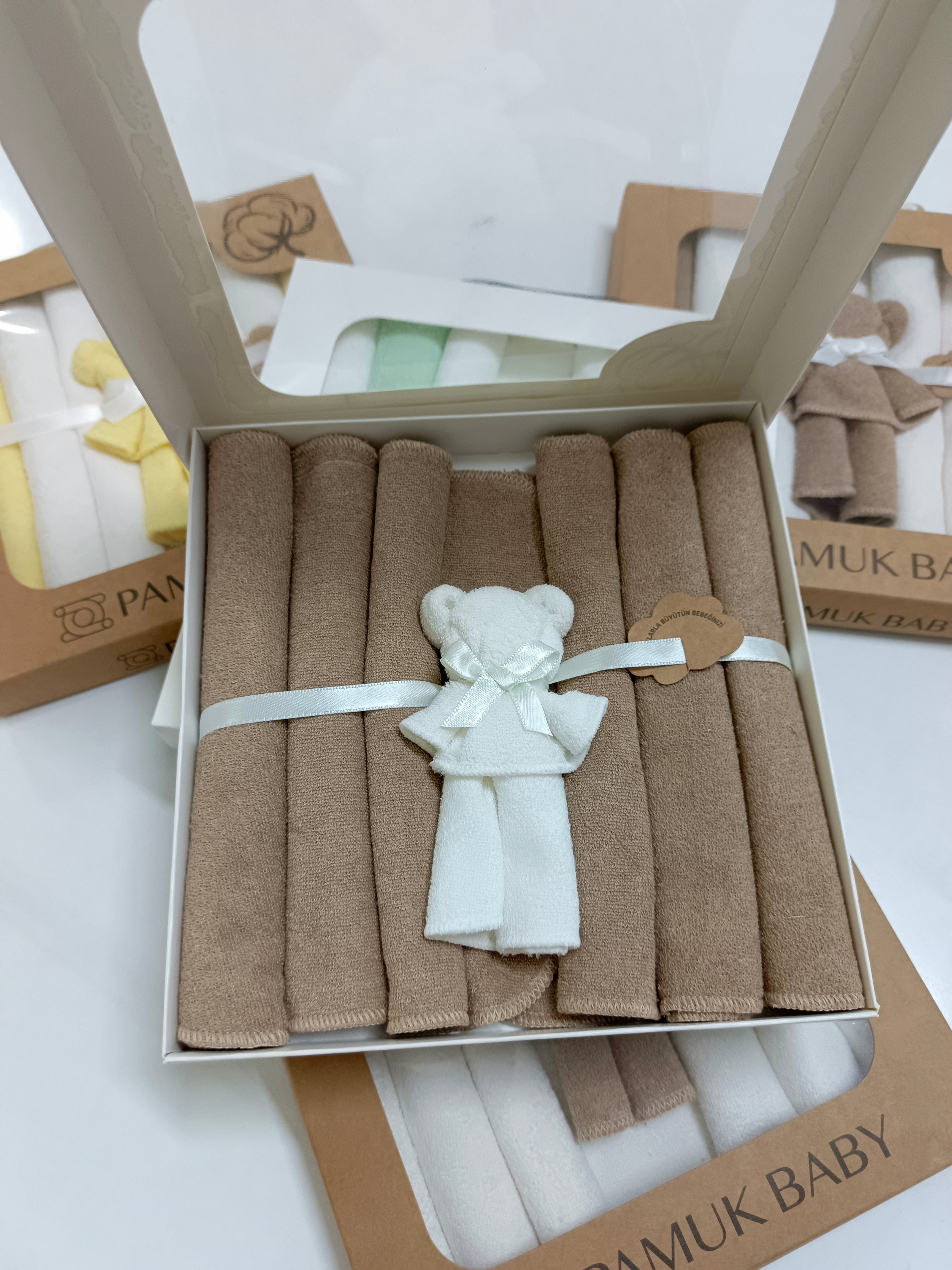 7’Li Özel organik pamuk havlu bebek ağız mendili