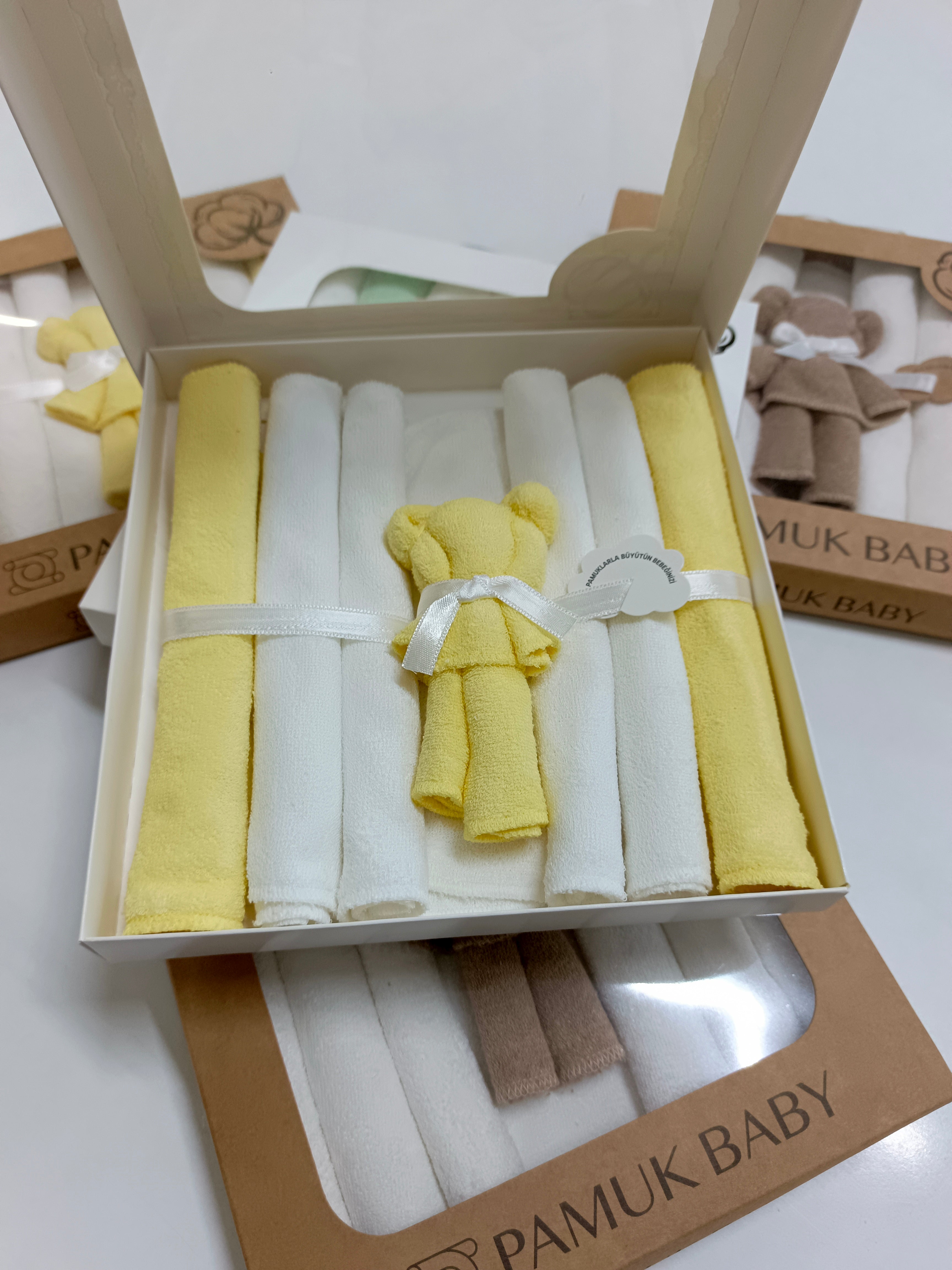 7’Li Özel organik pamuk havlu bebek ağız mendili