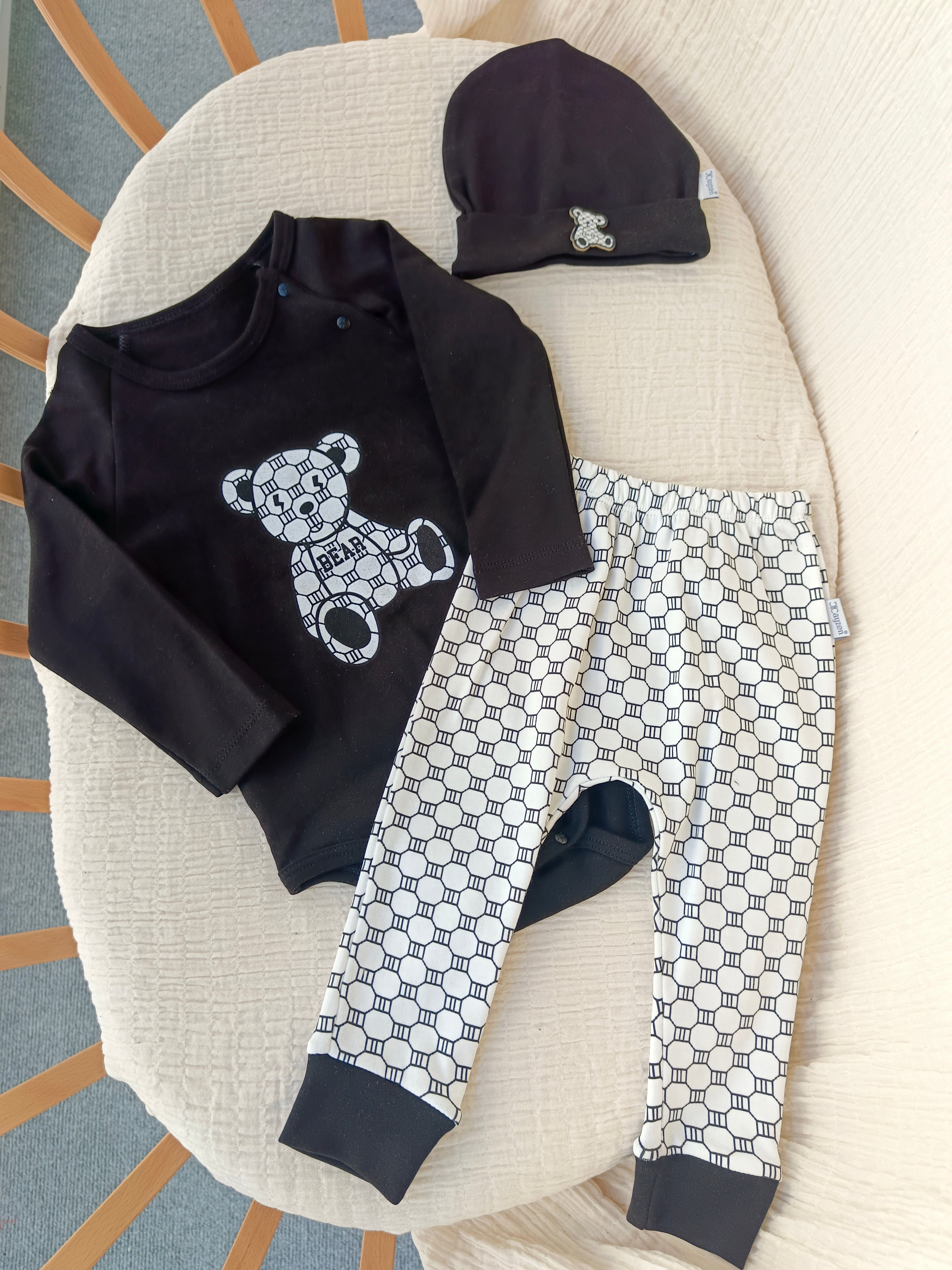 Bear Şapkalı Takım Siyah
