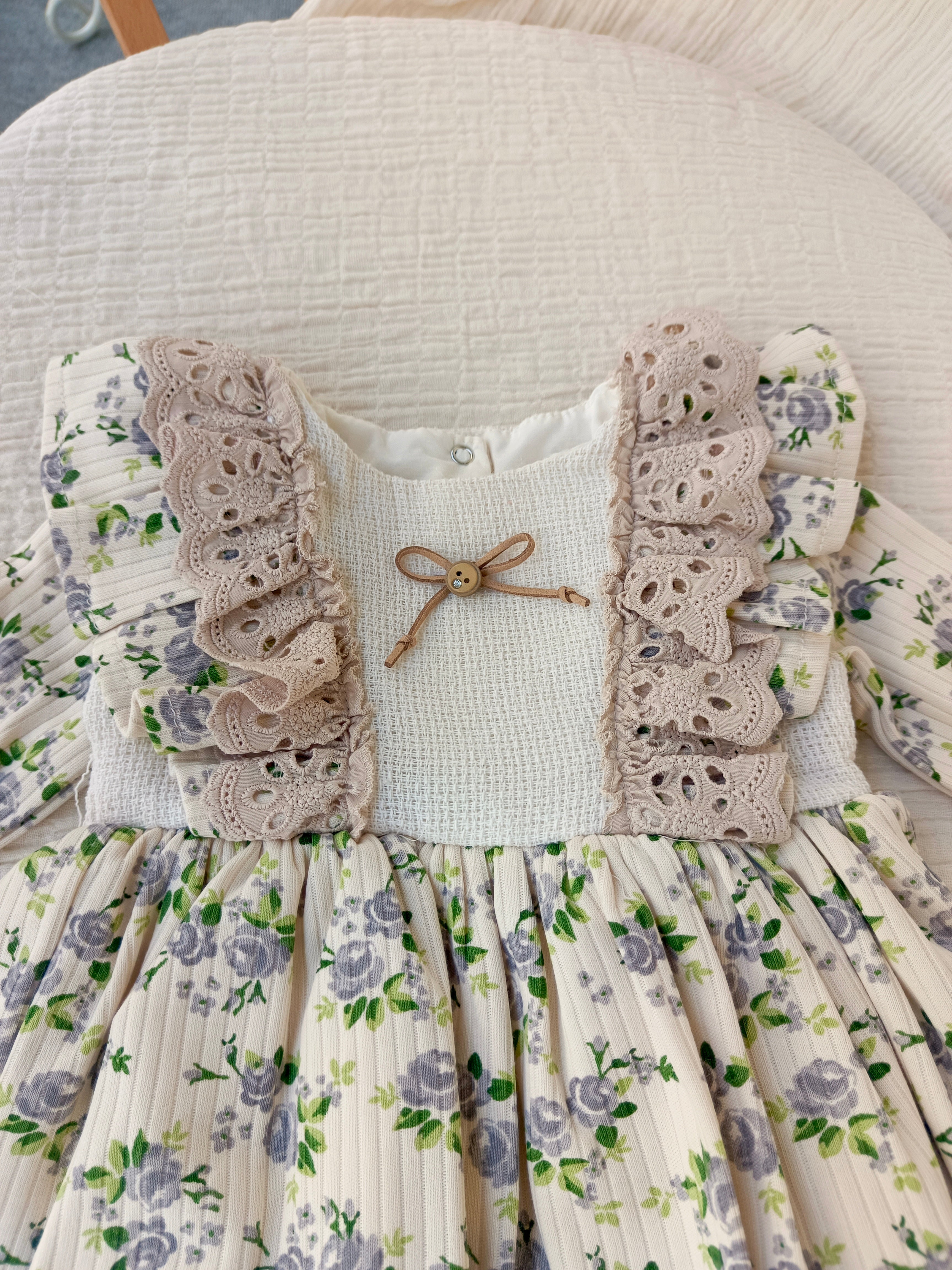 Çiçekli Kız Bebek Elbise Lila