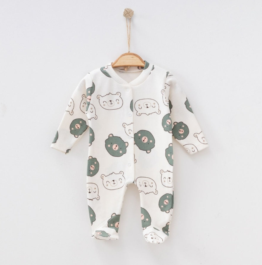 Ayıcık Baskılı Patikli Tulum Yeşil