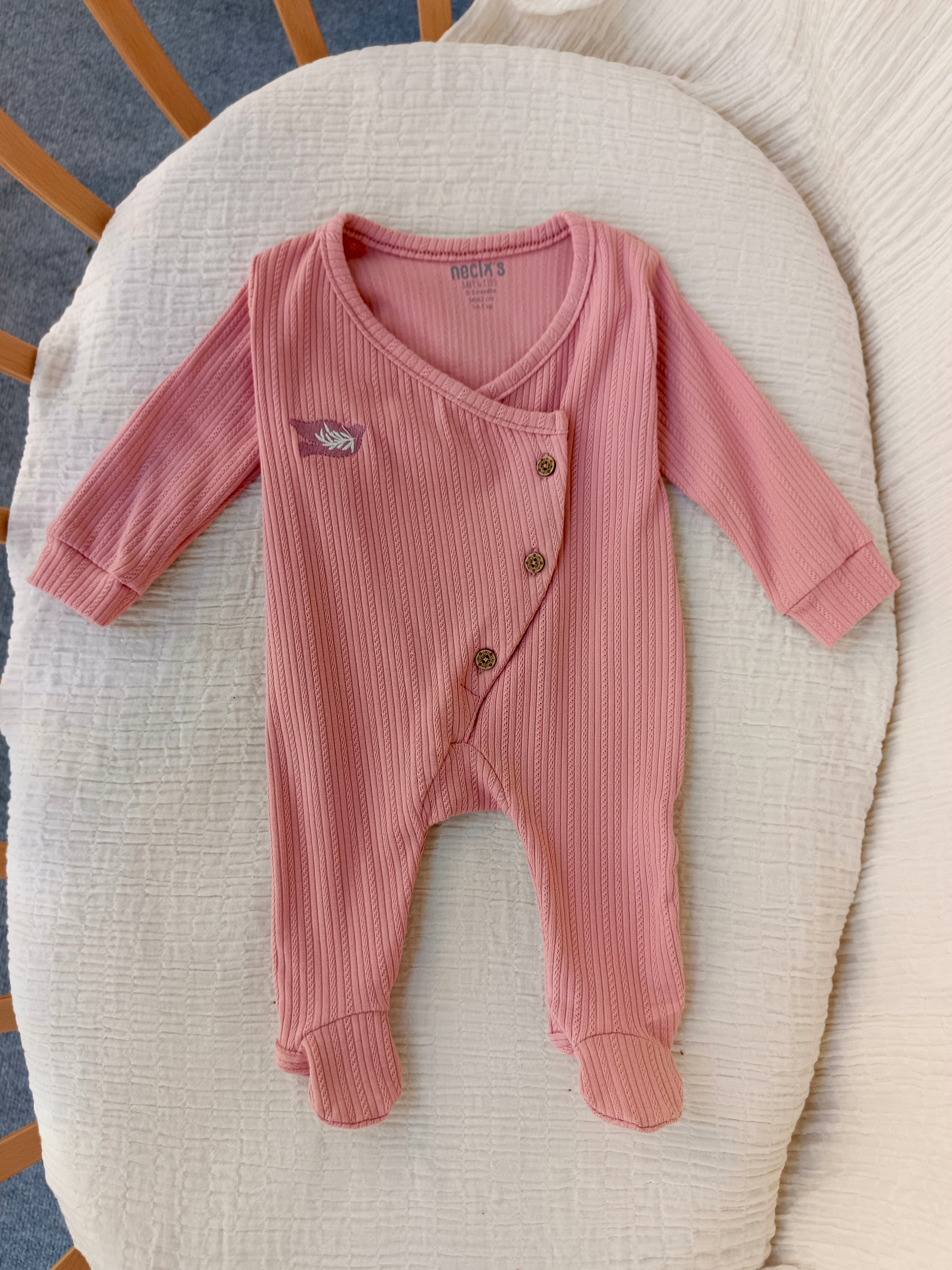 Maya Düğmeli Patikli Tulum Puslu Gül