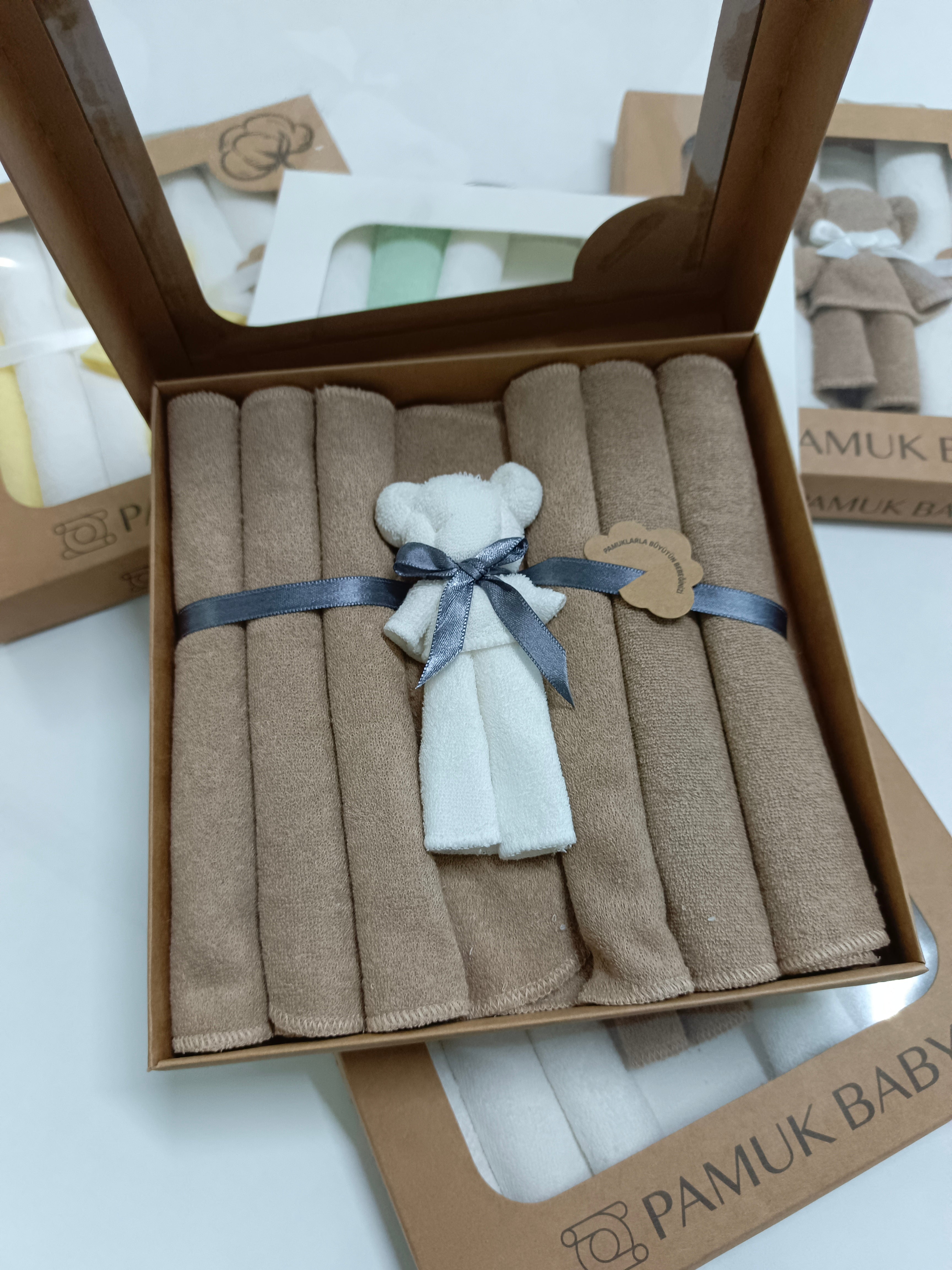 7’Li Özel organik pamuk havlu bebek ağız mendili