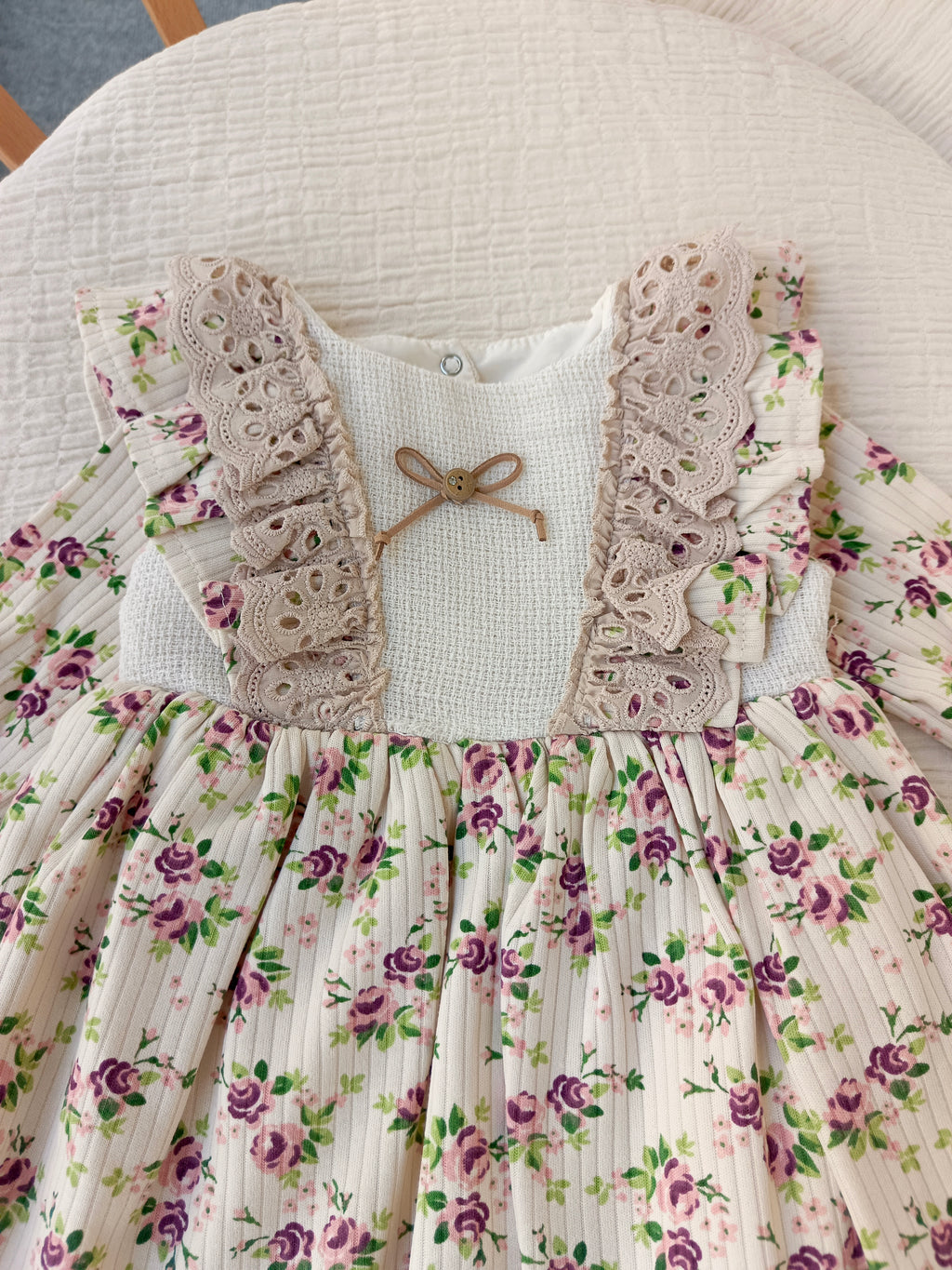 Çiçekli Kız Bebek Elbise Pembe