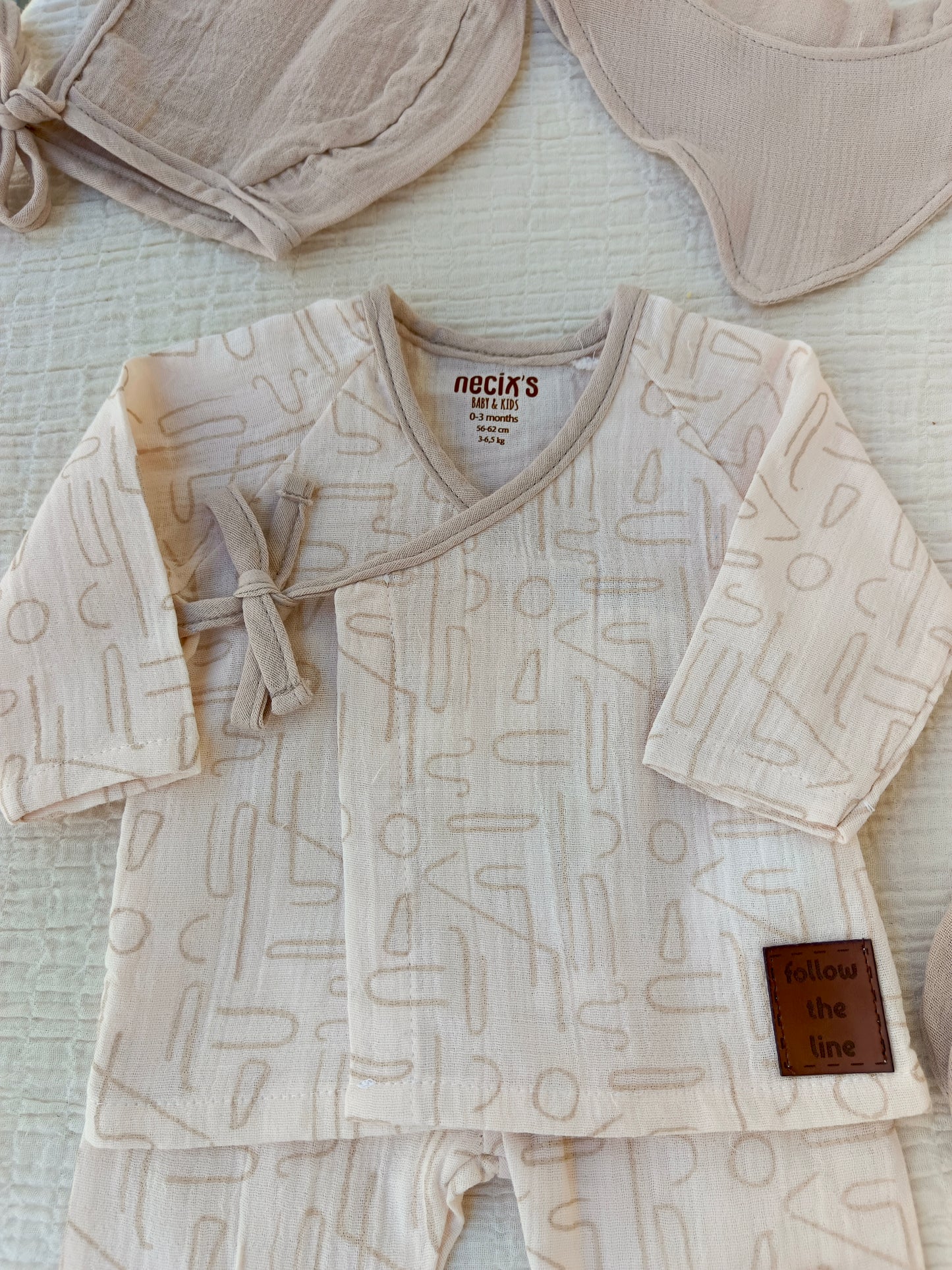 Linear Müslin Hastane Çıkışı Set Bej