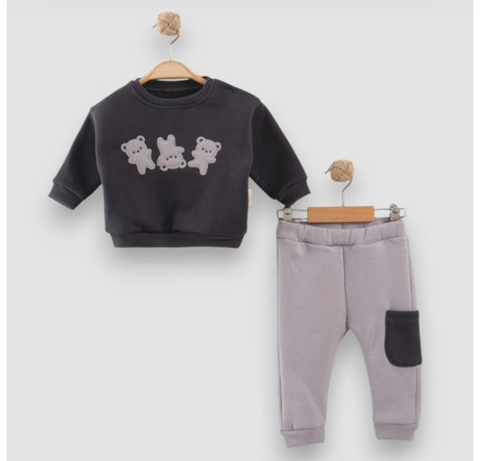 Mini Bear Ayıcık İkili Peluş Takım Füme