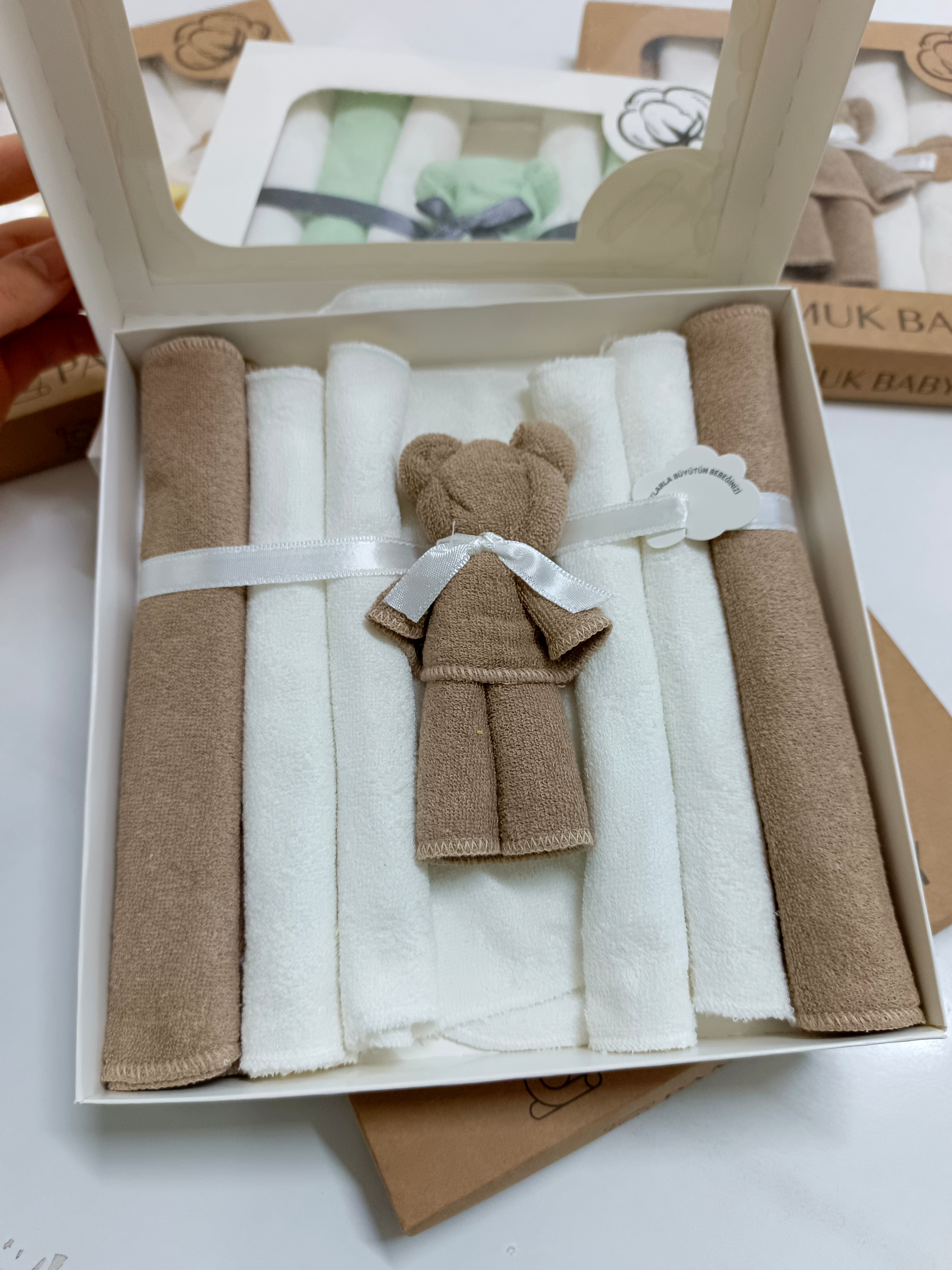 7’Li Özel organik pamuk havlu bebek ağız mendili