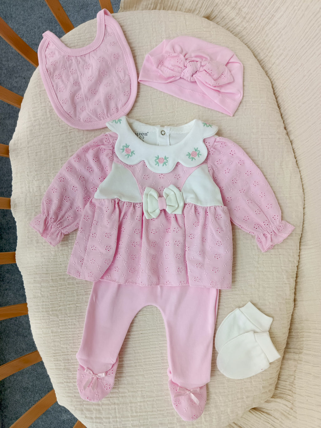 Bloom Çiçekli 5'li Hastane Çıkışı Seti Pembe