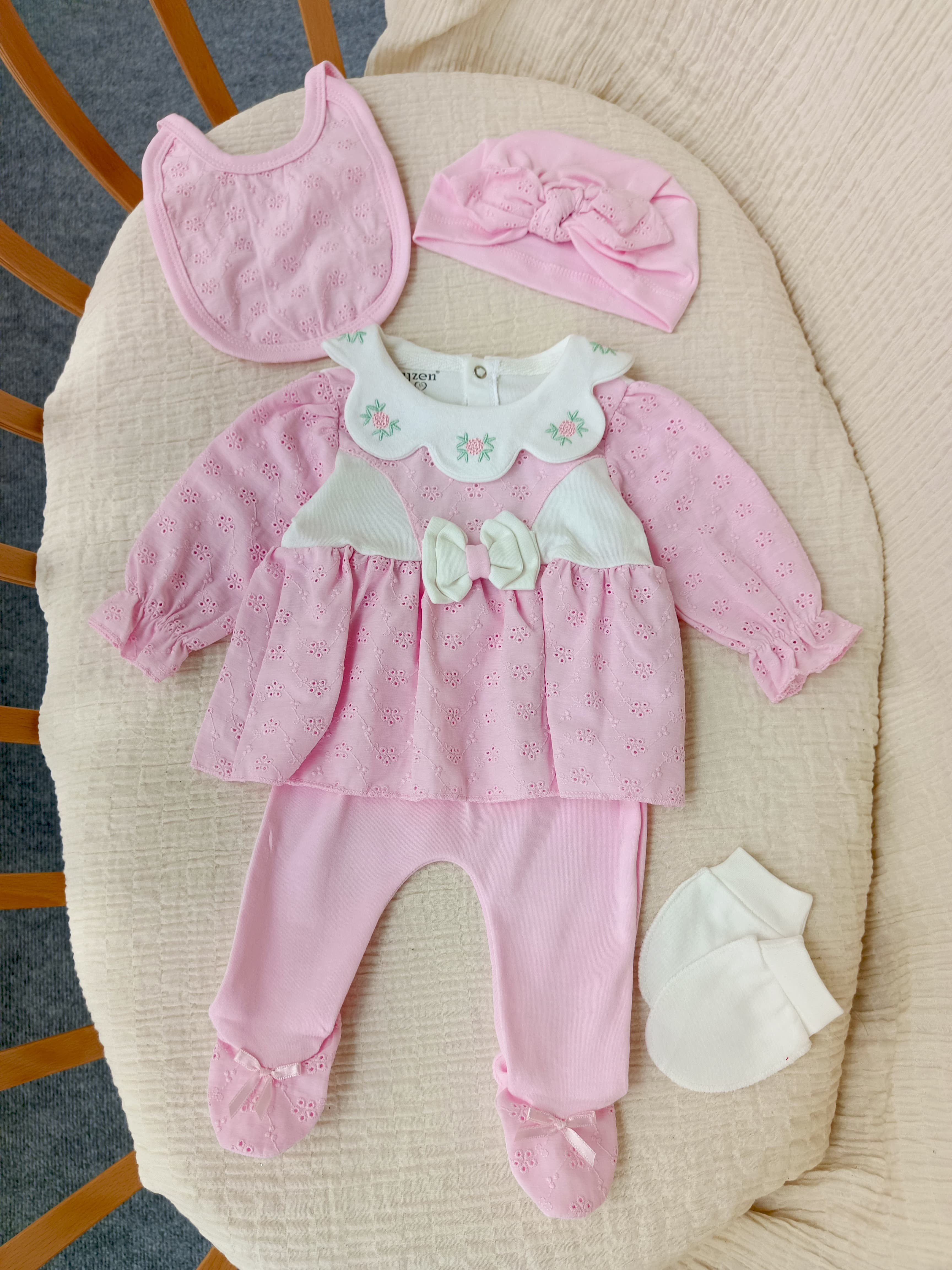 Bloom Çiçekli 5'li Hastane Çıkışı Seti Pembe